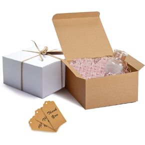 علب هدايا ورقية من ستاركي كرافت، 12 قطعة من صناديق تغليف هدايا ورق الكرافت مقاس 8 × 8 × 4 بوصات علب هدايا من ورق الكرافت لعيد الحب وعيد الأم واقتراح وصيفة العروس وأعياد الميلاد وحفلات الزفاف in Kuwait