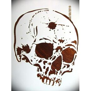 Rubstamper Skull Bullet Hole Skull Logo Stencil Template Reusable 10 mm Mylar Logo Arts and Crafts Material Scrapbooking for Airbrush Painting Drawing in Saudi Arabia