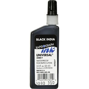 Koh-I-Noor Dye-Based Universal Drawing Ink 0.75 Oz. Bottle on Blister Card, Black