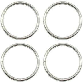 4 قطع 3 انش من الستانلس ستيل بدون خياطة على شكل حرف O حلقة دائرية معدنية متعددة الاغراض للحرف اليدوية المكرمية وشنط اليد وحزام التخييم وسلاسل الكلاب، فضي، L in Kuwait