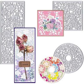 Estivaux Rectangular Frame Die Cuts for Card Making, Square Circle Background Cutting Dies Hollow Geometric Gird Dies Stencils Embossing Template for Scrapbooking DIY Cards Album Crafts Supplies