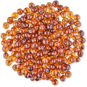 Genuine Amber - Loose Polished Amber Beads from The Baltic Sea - Drilled Through - 10 Grams - 6-7 mm - Mix