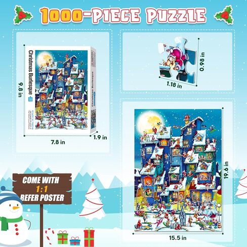 لغز 1000 قطعة للبالغين كريسماس من أحجية تركيب صور للأطفال نشاط أسري مرح للأولاد والبنات والرجال والنساء مقاس اللغز: 60.9 × 49.7 سم in Kuwait