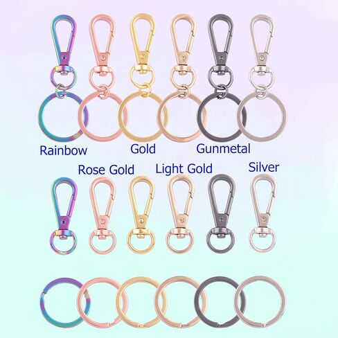 مجموعة مشابك مخلب جراد البحر الذهبية - خطاف معدني دوار مع حلقات مفاتيح مسطحة منفصلة ومحفظة لحقائب اليد والمجوهرات DIY (ذهبي 24 قطعة) in Kuwait