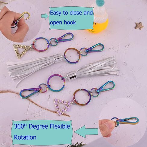 مجموعة مشابك مخلب جراد البحر الذهبية - خطاف معدني دوار مع حلقات مفاتيح مسطحة منفصلة ومحفظة لحقائب اليد والمجوهرات DIY (ذهبي 24 قطعة) in Kuwait