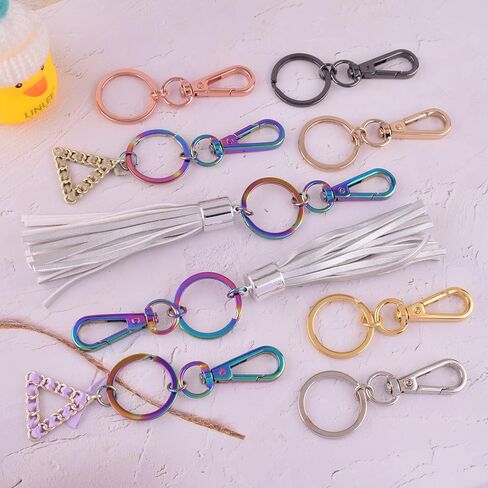 مجموعة مشابك مخلب جراد البحر الذهبية - خطاف معدني دوار مع حلقات مفاتيح مسطحة منفصلة ومحفظة لحقائب اليد والمجوهرات DIY (ذهبي 24 قطعة) in Kuwait