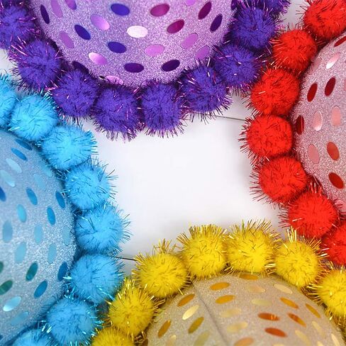 Amosfun 6pcs Birthday Cone Hat Sky Blue Birthday Party Hats with Plush Balls Kids Birthday Supplies in Saudi Arabia