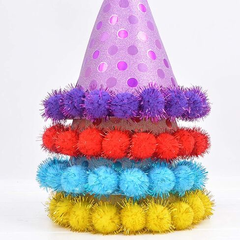 Amosfun 6pcs Birthday Cone Hat Sky Blue Birthday Party Hats with Plush Balls Kids Birthday Supplies in Saudi Arabia