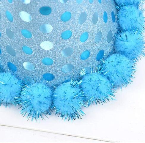 Amosfun 6pcs Birthday Cone Hat Sky Blue Birthday Party Hats with Plush Balls Kids Birthday Supplies in Saudi Arabia