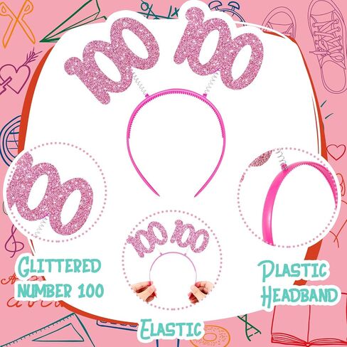 عصابة رأس Taiyin 100 يوم من المدرسة لامعة 100 رأس من 100 قطعة من إكسسوارات الحفلات للأطفال (24 قطعة) in Kuwait