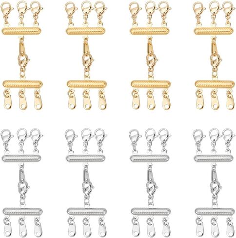 UNICRAFTALE 8 Pcs 2 Colors Necklace Layering Clasps 304 Stainless Steel Multi Strand Clasps with Lobster Claw Clasps Golden Stainless Steel Color Multiple Necklace Connectors for Womens Jewelry in Saudi Arabia