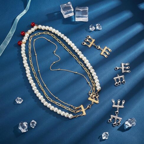 UNICRAFTALE 8 Pcs 2 Colors Necklace Layering Clasps 304 Stainless Steel Multi Strand Clasps with Lobster Claw Clasps Golden Stainless Steel Color Multiple Necklace Connectors for Womens Jewelry in Saudi Arabia