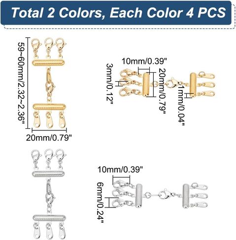 UNICRAFTALE 8 Pcs 2 Colors Necklace Layering Clasps 304 Stainless Steel Multi Strand Clasps with Lobster Claw Clasps Golden Stainless Steel Color Multiple Necklace Connectors for Womens Jewelry in Saudi Arabia