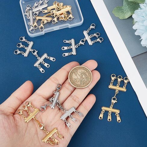 UNICRAFTALE 8 Pcs 2 Colors Necklace Layering Clasps 304 Stainless Steel Multi Strand Clasps with Lobster Claw Clasps Golden Stainless Steel Color Multiple Necklace Connectors for Womens Jewelry in Saudi Arabia