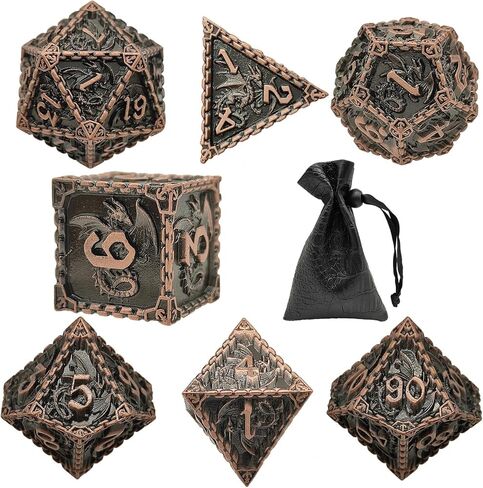 مجموعة النرد المعدنية DND الزنزانات والتنينات MTG D&D RPG D20 D12 D6 ملحقات ألعاب لوحة الرياضيات متعددة السطوح حقيبة النرد باثفايندر - فضي وأزرق in Kuwait