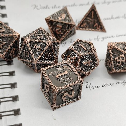 مجموعة النرد المعدنية DND الزنزانات والتنينات MTG D&D RPG D20 D12 D6 ملحقات ألعاب لوحة الرياضيات متعددة السطوح حقيبة النرد باثفايندر - فضي وأزرق in Kuwait