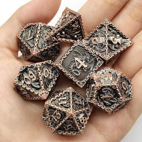 مجموعة النرد المعدنية DND الزنزانات والتنينات MTG D&D RPG D20 D12 D6 ملحقات ألعاب لوحة الرياضيات متعددة السطوح حقيبة النرد باثفايندر - فضي وأزرق in Kuwait