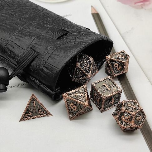 مجموعة النرد المعدنية DND الزنزانات والتنينات MTG D&D RPG D20 D12 D6 ملحقات ألعاب لوحة الرياضيات متعددة السطوح حقيبة النرد باثفايندر - فضي وأزرق in Kuwait