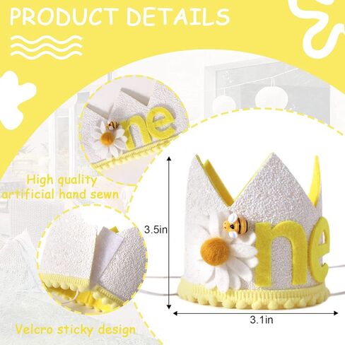 واواو تاج عيد الميلاد الاول من ديزي بي - تاج بوهو ديزي لعيد الميلاد، عيد ميلاد رائع، قبعة حفلة عيد ميلاد النحل الاول، تاج عيد ميلاد نحلة سعيدة، تاج عيد ميلاد سعيد in Kuwait