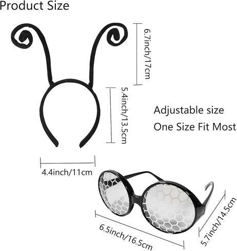 4 قطع من عصابة رأس هوائي الفراشة ونظارات الحشرات للهالوين، إكسسوارات أزياء فراشة النحل السوداء، عصابة رأس النحلة النملية السوداء لحفلات الهالوين التنكرية in Kuwait