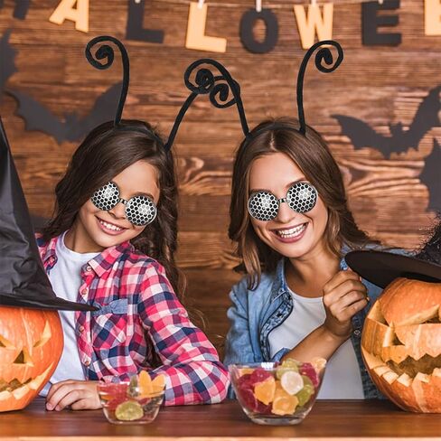 4 قطع من عصابة رأس هوائي الفراشة ونظارات الحشرات للهالوين، إكسسوارات أزياء فراشة النحل السوداء، عصابة رأس النحلة النملية السوداء لحفلات الهالوين التنكرية in Kuwait