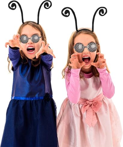 4 قطع من عصابة رأس هوائي الفراشة ونظارات الحشرات للهالوين، إكسسوارات أزياء فراشة النحل السوداء، عصابة رأس النحلة النملية السوداء لحفلات الهالوين التنكرية in Kuwait