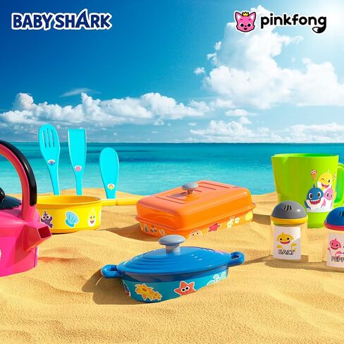 Lollipop Baby Shark Cooking Adventure Set: Play Kitchen with Pots, Pans, Utensils, Measuring Cup, Tea Kettle, Salt, and Pepper Shaker - Great Kids Kitchen Playset in Saudi Arabia