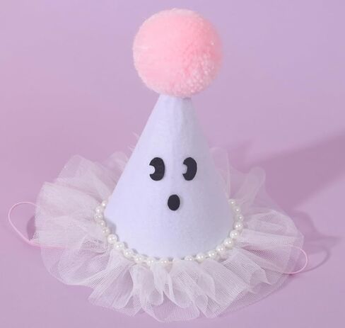 Agkvw Halloween Ghost Birthday Hat for Girls - Pink Ghost Tulle Birthday Hat, Cute Halloween Birthday Decor, Spook One 1st Birthday Hat, Two Spooky Birthday Decoration for Girls in Saudi Arabia