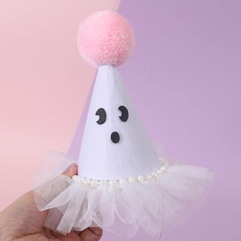 Agkvw Halloween Ghost Birthday Hat for Girls - Pink Ghost Tulle Birthday Hat, Cute Halloween Birthday Decor, Spook One 1st Birthday Hat, Two Spooky Birthday Decoration for Girls in Saudi Arabia