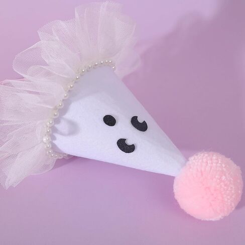 Agkvw Halloween Ghost Birthday Hat for Girls - Pink Ghost Tulle Birthday Hat, Cute Halloween Birthday Decor, Spook One 1st Birthday Hat, Two Spooky Birthday Decoration for Girls in Saudi Arabia