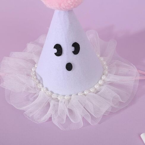 Agkvw Halloween Ghost Birthday Hat for Girls - Pink Ghost Tulle Birthday Hat, Cute Halloween Birthday Decor, Spook One 1st Birthday Hat, Two Spooky Birthday Decoration for Girls in Saudi Arabia