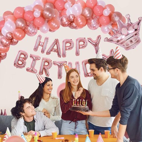 زينة عيد الميلاد الحادي والعشرون لها، 94 قطعة من زينة الحفلات الذهبية الوردية للفتيات، بالونات عيد الميلاد الحادي والعشرين مقاس 40 بوصة، لافتة عيد ميلاد سعيد الحادي والعشرين، طقم قوس بالون ذهبي وردي أبيض وردي ذهبي بالون الشمبانيا in Kuwait