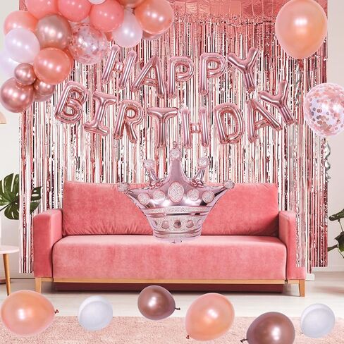 زينة عيد الميلاد الحادي والعشرون لها، 94 قطعة من زينة الحفلات الذهبية الوردية للفتيات، بالونات عيد الميلاد الحادي والعشرين مقاس 40 بوصة، لافتة عيد ميلاد سعيد الحادي والعشرين، طقم قوس بالون ذهبي وردي أبيض وردي ذهبي بالون الشمبانيا in Kuwait