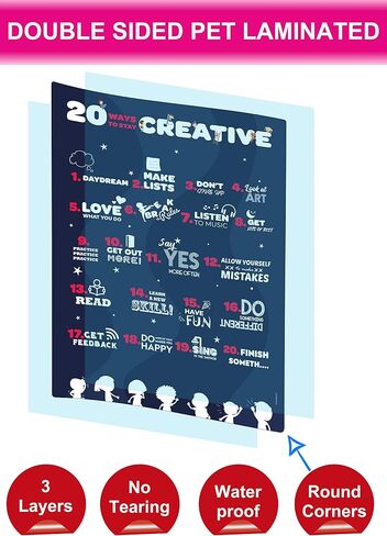 Dosmaxx 10 Large Educational Posters for Kids Homeschool Elementary Middle and High Schools Classroom Displays Double Side Laminated ? Flat Ship -Teach USA Map Periodic table Stay Creative USA in Saudi Arabia