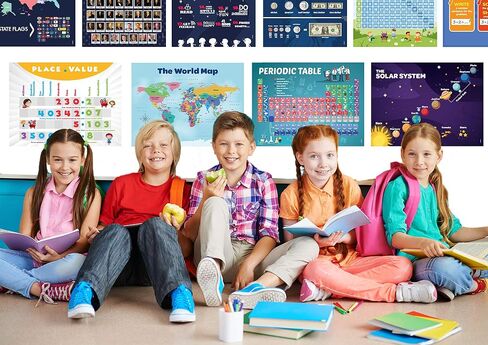 Dosmaxx 10 Large Educational Posters for Kids Homeschool Elementary Middle and High Schools Classroom Displays Double Side Laminated ? Flat Ship -Teach USA Map Periodic table Stay Creative USA in Saudi Arabia