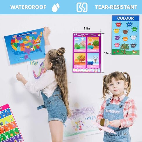 20 ملصق تعليمي كبير للأطفال الصغار، ملصق ABC مقاس 40.64 × 27.94 سم للفصول المدرسية، ملصقات تعليمية لغرفة اللعب والمدرسة المنزلية للأطفال، ملصقات ما قبل المدرسة للجدران (مع نقطة غراء وملصقات) in Kuwait