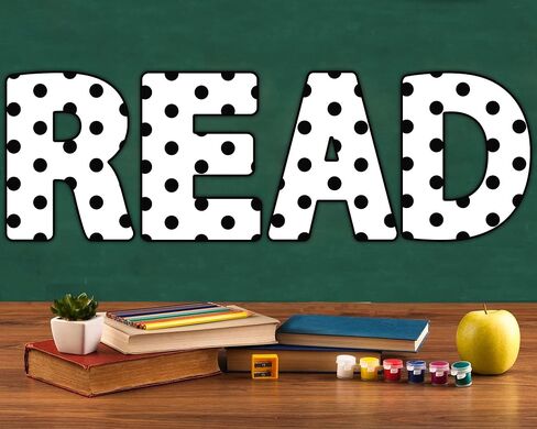 Classroom Reading Poster Decorations for Teachers,Black and White Polka Dot Reading Bulletin Board Pre-School Elementary Wall Decor Supplies for Reading Room Center School Library Outside Activities in Saudi Arabia