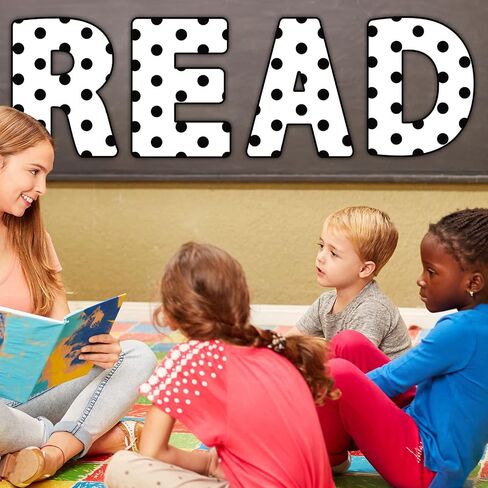 Classroom Reading Poster Decorations for Teachers,Black and White Polka Dot Reading Bulletin Board Pre-School Elementary Wall Decor Supplies for Reading Room Center School Library Outside Activities in Saudi Arabia