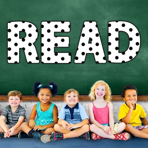 Classroom Reading Poster Decorations for Teachers,Black and White Polka Dot Reading Bulletin Board Pre-School Elementary Wall Decor Supplies for Reading Room Center School Library Outside Activities in Saudi Arabia