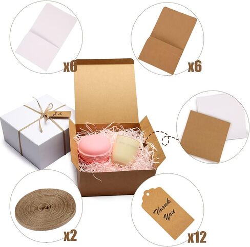 علب هدايا ورقية من ستاركي كرافت، 12 قطعة من صناديق تغليف هدايا ورق الكرافت مقاس 8 × 8 × 4 بوصات علب هدايا من ورق الكرافت لعيد الحب وعيد الأم واقتراح وصيفة العروس وأعياد الميلاد وحفلات الزفاف in Kuwait