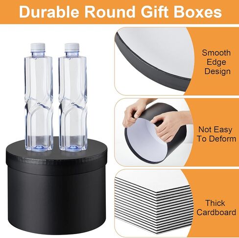 Outus 8 Pcs Round Gift Boxes with Lids Set Black Gift Box 4 Assorted Sizes Nesting Gift Boxes with Lids for Presents Valentine's Day Birthday Bridesmaid Wedding Party Favor Boxes in Saudi Arabia
