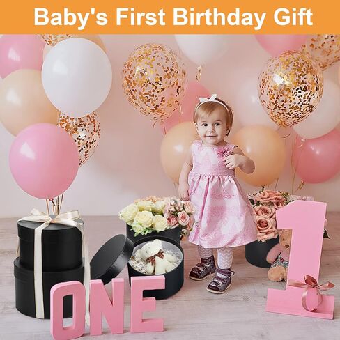 Outus 8 Pcs Round Gift Boxes with Lids Set Black Gift Box 4 Assorted Sizes Nesting Gift Boxes with Lids for Presents Valentine's Day Birthday Bridesmaid Wedding Party Favor Boxes in Saudi Arabia