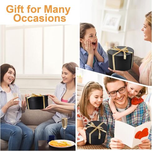 Outus 8 Pcs Round Gift Boxes with Lids Set Black Gift Box 4 Assorted Sizes Nesting Gift Boxes with Lids for Presents Valentine's Day Birthday Bridesmaid Wedding Party Favor Boxes in Saudi Arabia