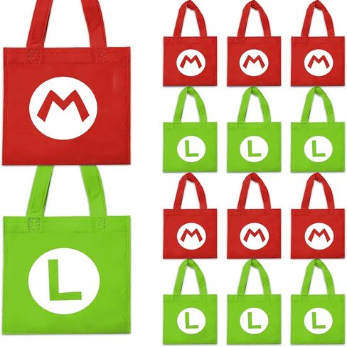 Hbavfihnbg 20 Pcs Mario Birthday Party Bags Candy Gift Non-woven Bags Reusable for Kids Birthday Party Favor Mario Themed Party Decorations in Kuwait