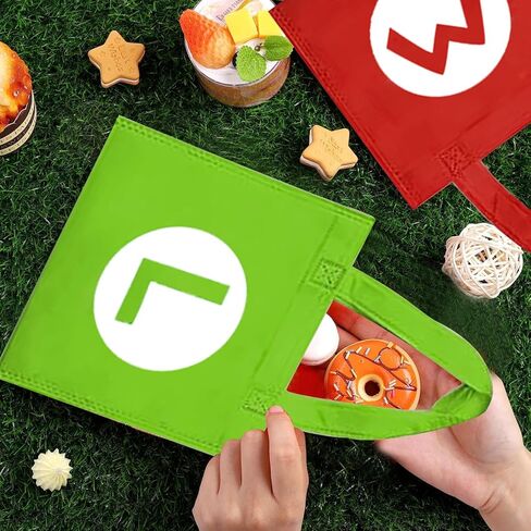 Hbavfihnbg 20 Pcs Mario Birthday Party Bags Candy Gift Non-woven Bags Reusable for Kids Birthday Party Favor Mario Themed Party Decorations in Kuwait