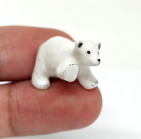 Polar Bear Micro Tiny Dollhouse Figurines Ceramic Hand Painted Animals Collectible Small Gift Home Garden Decor (Polar) in Kuwait