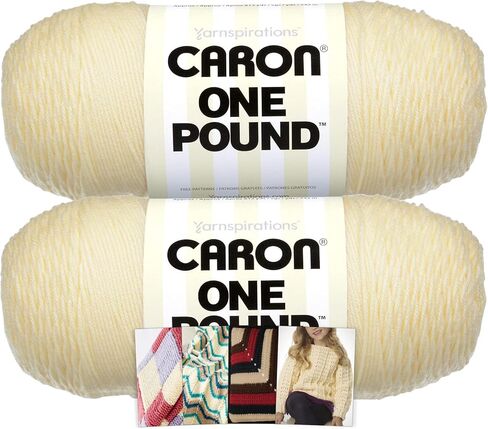 Caron One Pound Yarn - 2 Pack with Pattern Cards in Color (Cream) in Saudi Arabia