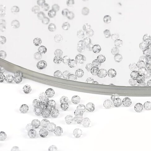 1850Pcs 2mm Crystal Faceted Glass Beads, Diamond Cut Gemstone Strand, Micro 48 Faceted Tiny Glass Beads for Jewelry Making in Saudi Arabia