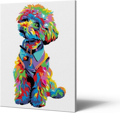 Paint by Numbers Framed Canvas for Kids and Adults Beginner DIY Painting by Number Kits Cute Teddy Dog 16"x12"inch Wooden Frame in Kuwait