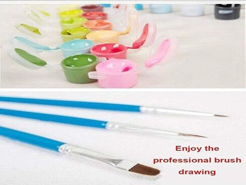 Paint by Numbers Framed Canvas for Kids and Adults Beginner DIY Painting by Number Kits Cute Teddy Dog 16"x12"inch Wooden Frame in Kuwait